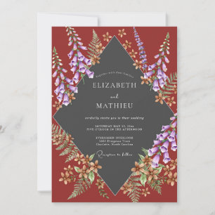 Convites Casamento de Eucalipto Folhagem Lavanda Ferrugem