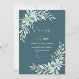 Convites Casamento de Eucalipto Folhagem Menta Ardósia