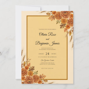 Convites Casamento de Eucalipto Folhagem Outonal de Cobre
