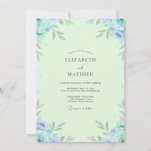 Convites Casamento de Eucalipto Folhagem Periwinkle Hortelã