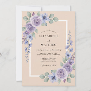 Convites Casamento de Eucalipto Folhagem Periwinkle Lavanda