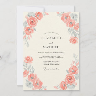 Convites Casamento de Eucalipto Folhagem Prata Coral