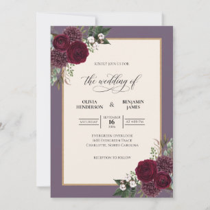 Convites Casamento de Eucalipto Folhagem Roxa Vinho