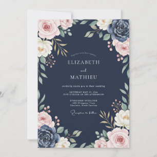 Convites Casamento de Eucalipto Folhagem Roxo Meia-Noite