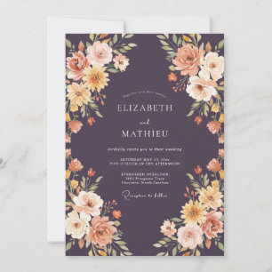 Convites Casamento de Eucalipto Folhagem Terracota Ameixa