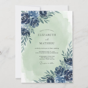 Convites Casamento de Eucalipto Folhagem Verde Menta Marinh