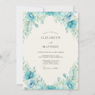Convites Casamento de Eucalipto Folhagem Verde-Mint Ciano