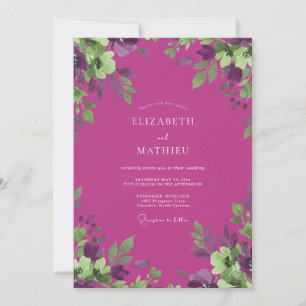 Convites Casamento de Eucalipto Folhagem Violeta Magenta
