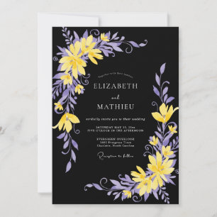 Convites Casamento de Eucalipto Folhagem Violeta Preta