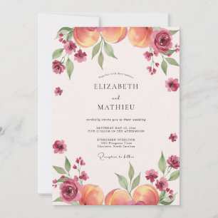 Convites Casamento de Eucalipto Fruta Damasco Magenta