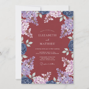 Convites Casamento de Eucalipto Lilás Roxo Ferrugem