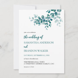 Convites Casamento de eucalipto minimalista