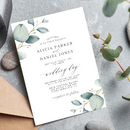 Convites Casamento de eucalipto mínimo clássico