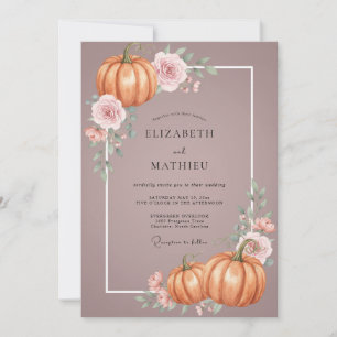 Convites Casamento de Eucalipto Outonal Roxo Claro Abóbora