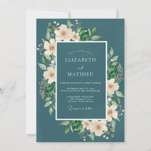 Convites Casamento de Eucalipto Ranunculus de Aço Escuro