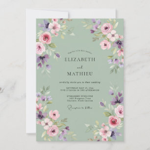 Convites Casamento de Eucalipto Ranunculus Lavanda Salvia