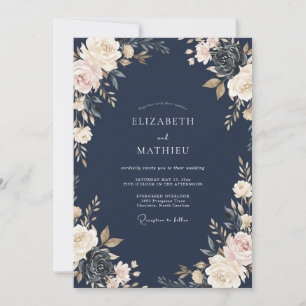 Convites Casamento de Eucalipto Ranunculus Marfim à Meia-No