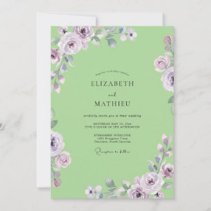 Convites Casamento de Eucalipto Ranunculus Pistache Lilás