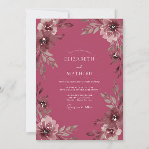 Convites Casamento de Eucalipto Ranunculus Roxo Fundo