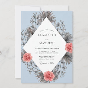 Convites Casamento de Eucalipto Seco Palma Azul Azure
