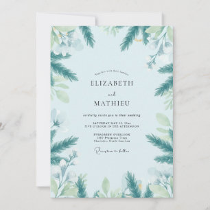 Convites Casamento de Eucalipto Sempre-verde Azul-gelo