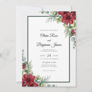 Convites Casamento de Eucalipto Sempre-Verde Poinsettia Car