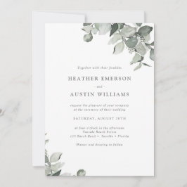 Convites Casamento de Eucalipto Simples Moderno em Aquarela