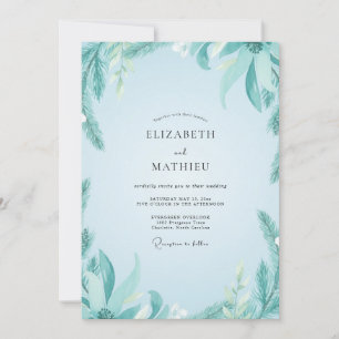 Convites Casamento de Eucalipto Suave Folhagem Aqua Mint