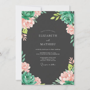 Convites Casamento de Eucalipto Suculento Azul-Teal Carvão