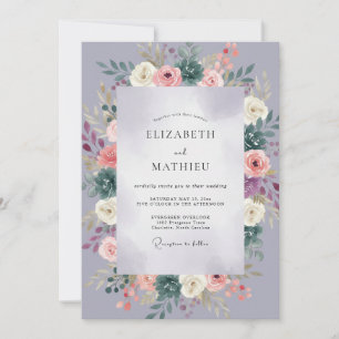 Convites Casamento de Eucalipto Suculento Roxo Azulado