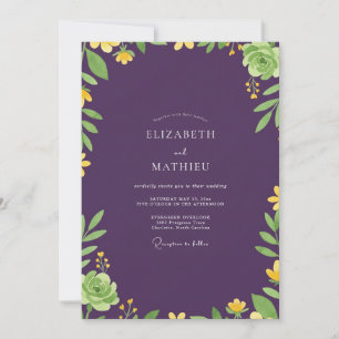 Convites Casamento de Eucalipto Suculento Roxo Escuro