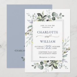 Convites Casamento de Eucalipto Verde com Aquarela Elegante