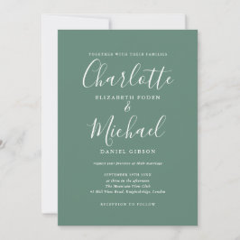 Convites Casamento de Eucalipto Verde Elegante Assinatura S