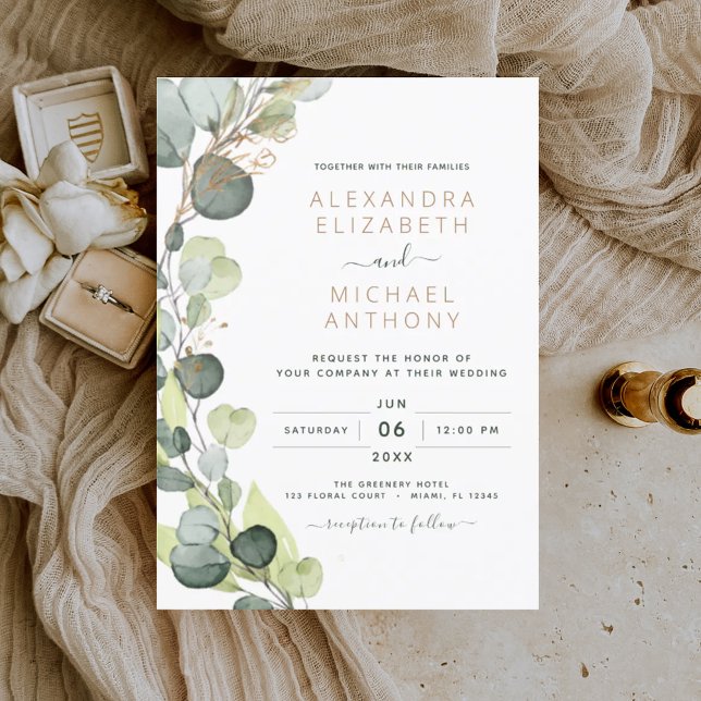 Convites Casamento de Eucalyptus com Greenerescência Botâni (Criador carregado)