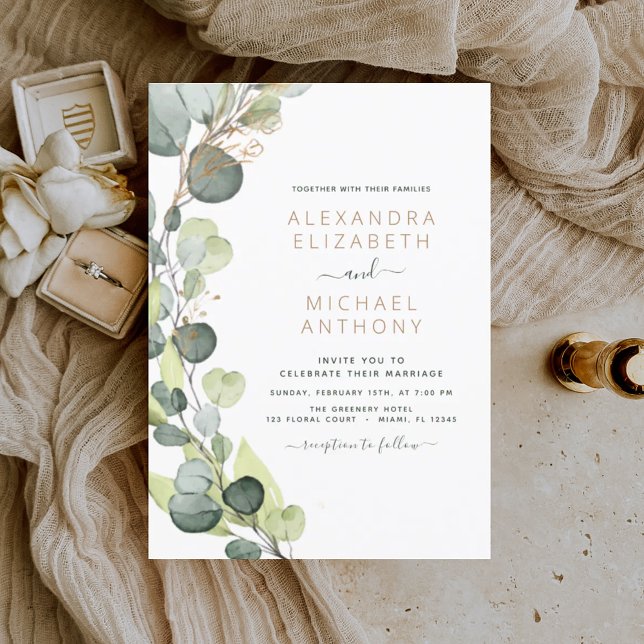 Convites Casamento de Eucalyptus com Greenerescência Botâni (Criador carregado)