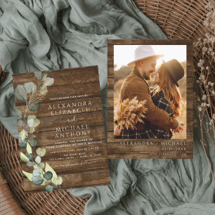 Convites Casamento de Eucalyptus Foto Rustic Country