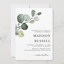 Convites Casamento de Eucalyptus Greenery Dourado Splatter