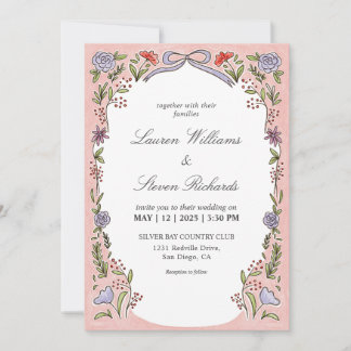 Convites Casamento de Fairytale Azul Cor-de-Rosa Branco Per