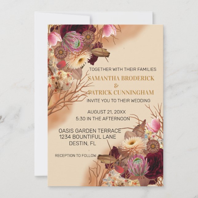 Convites Casamento de Fairytale Boho Wildflower encantado (Frente)