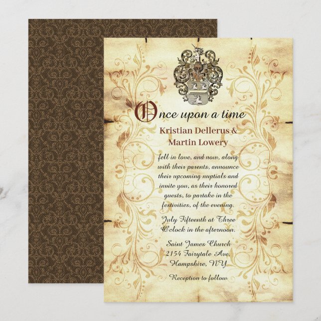 Convites Casamento de Fairytale Unicorn Crest (Frente/Verso)