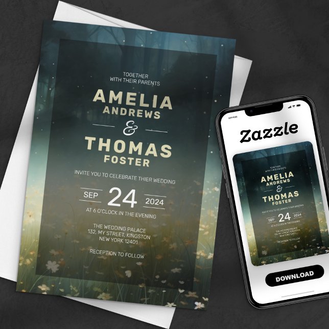 Convites Casamento de Fairytales de Floresta Encantada (Criador carregado)