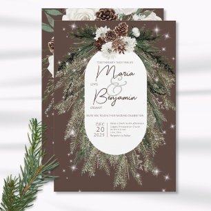 Convites Casamento de Faísca de Inverno de Pinho Cacau Rúst