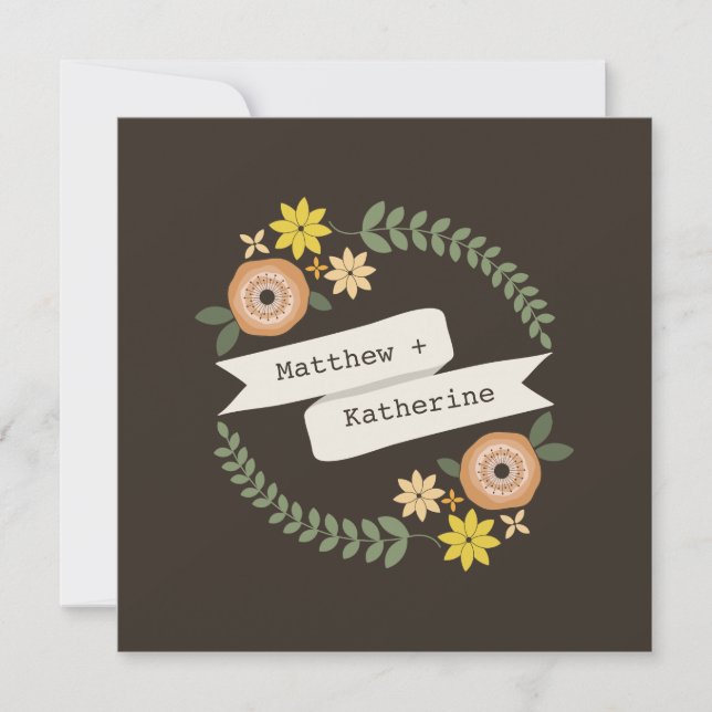 Convites Casamento de Fall Floral Wreath dos Pais da Noiva (Frente)