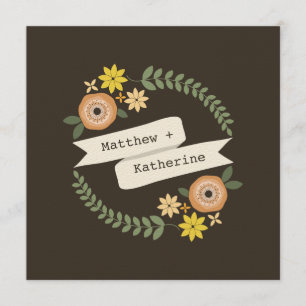 Convites Casamento de Fall Floral Wreath dos Pais da Noiva