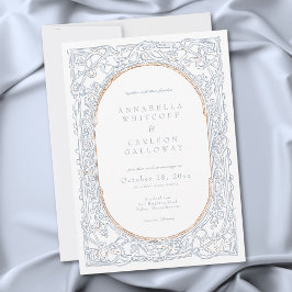 Convites Casamento de Fantasia Medieval em Azul e Dourado
