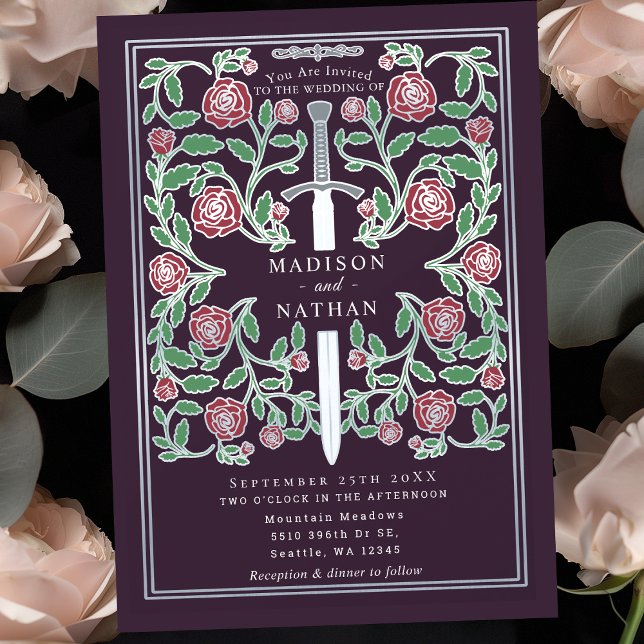 Convites Casamento de Fantasia Medieval Espada Prata Berinj (Criador carregado)