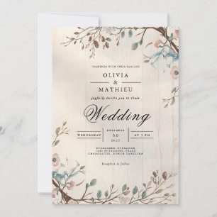 Convites Casamento De Fardo Botânico Suave Terrestre