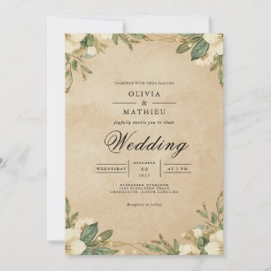 Convites Casamento de Farinha Botânica Sepia