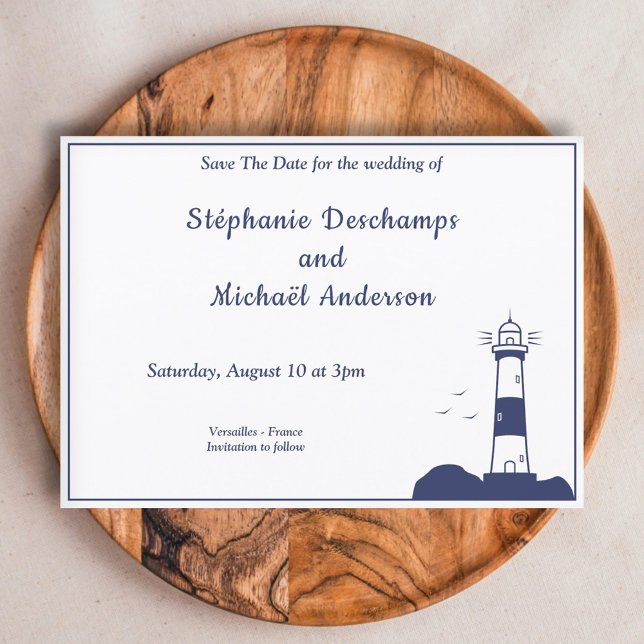 Convites Casamento De Farol Salvar A Data (Lighthouse Wedding Save The Date Invitation)