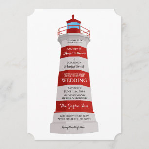 Convites Casamento de Farol Vermelho e Branco